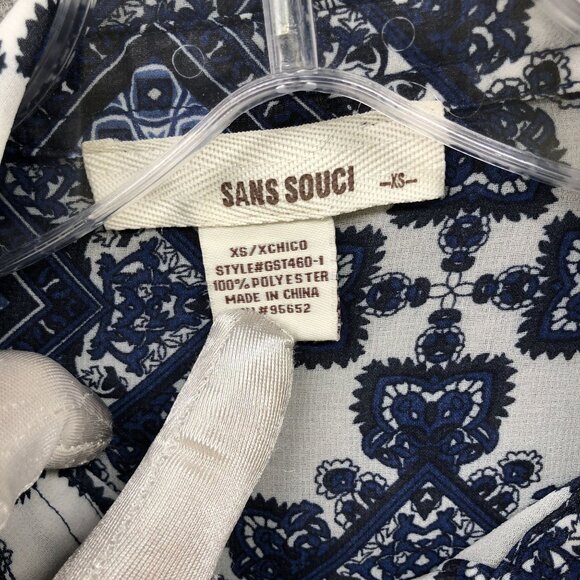 Sans Souci Oversized Chiffon Overshirt Womens XS Button Down High Low Paisley - Picture 6 of 8